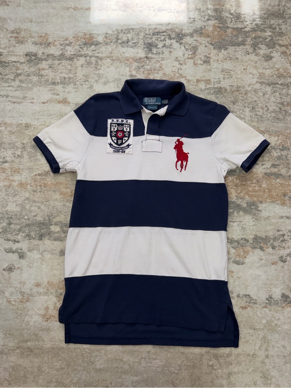 Vintage Polo Ralph Lauren Pig Pony Rugby Striped Polo Shirt small